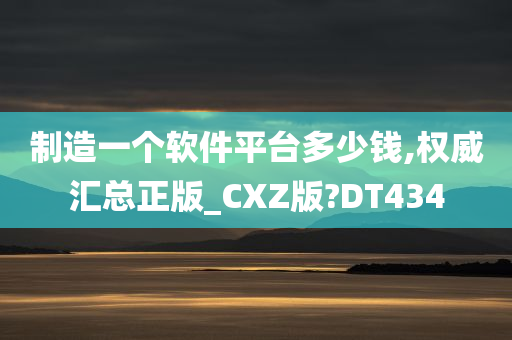 制造一个软件平台多少钱,权威汇总正版_CXZ版?DT434