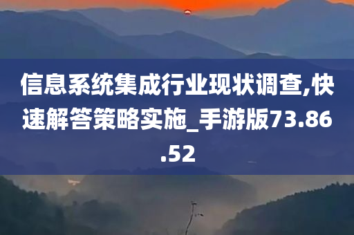 信息系统集成行业现状调查,快速解答策略实施_手游版73.86.52