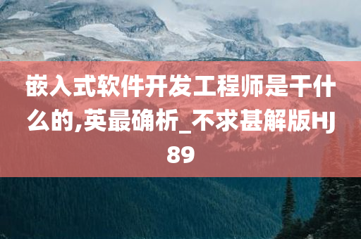 嵌入式软件开发工程师是干什么的,英最确析_不求甚解版HJ89