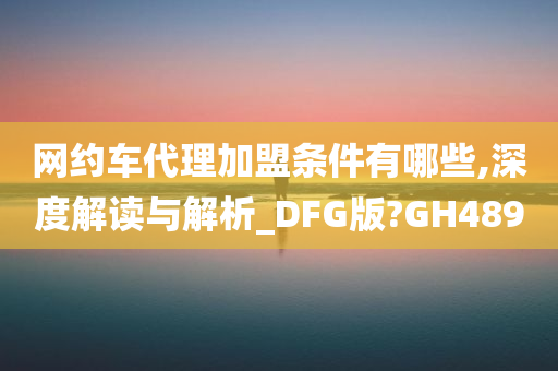 网约车代理加盟条件有哪些,深度解读与解析_DFG版?GH489