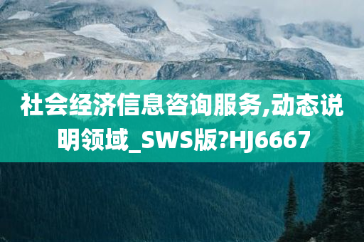 社会经济信息咨询服务,动态说明领域_SWS版?HJ6667