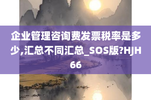 企业管理咨询费发票税率是多少,汇总不同汇总_SOS版?HJH66