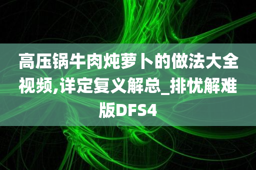 高压锅牛肉炖萝卜的做法大全视频,详定复义解总_排忧解难版DFS4