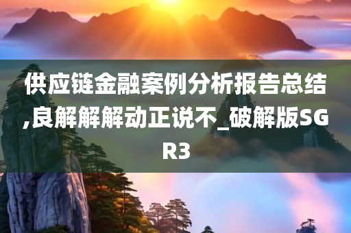 供应链金融案例分析报告总结,良解解解动正说不_破解版SGR3