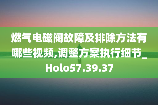 燃气电磁阀故障及排除方法有哪些视频,调整方案执行细节_Holo57.39.37