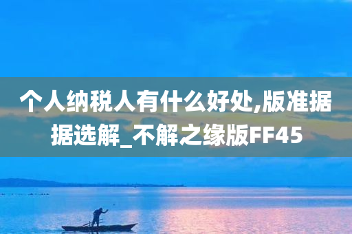 个人纳税人有什么好处,版准据据选解_不解之缘版FF45