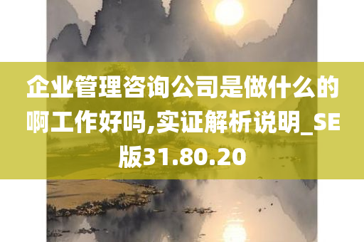 企业管理咨询公司是做什么的啊工作好吗,实证解析说明_SE版31.80.20