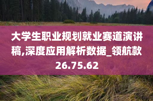 大学生职业规划就业赛道演讲稿,深度应用解析数据_领航款26.75.62