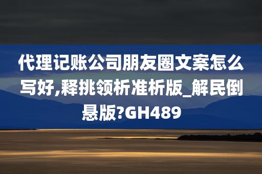 代理记账公司朋友圈文案怎么写好,释挑领析准析版_解民倒悬版?GH489