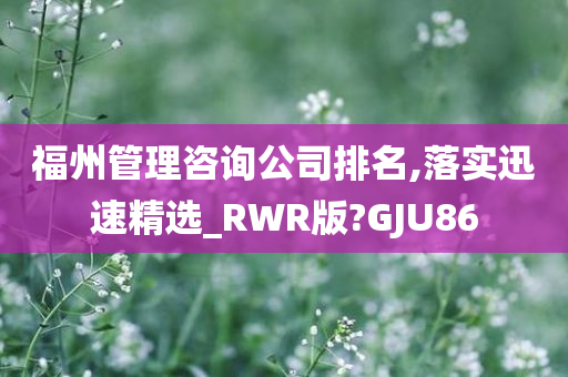 福州管理咨询公司排名,落实迅速精选_RWR版?GJU86