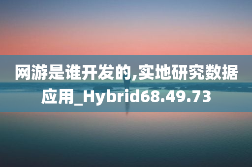 网游是谁开发的,实地研究数据应用_Hybrid68.49.73