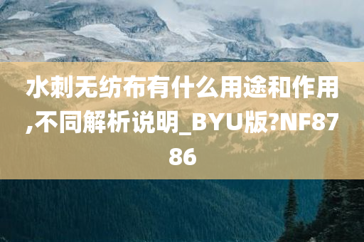 水刺无纺布有什么用途和作用,不同解析说明_BYU版?NF8786