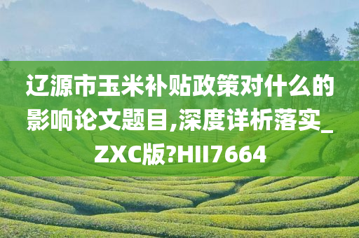 辽源市玉米补贴政策对什么的影响论文题目,深度详析落实_ZXC版?HII7664