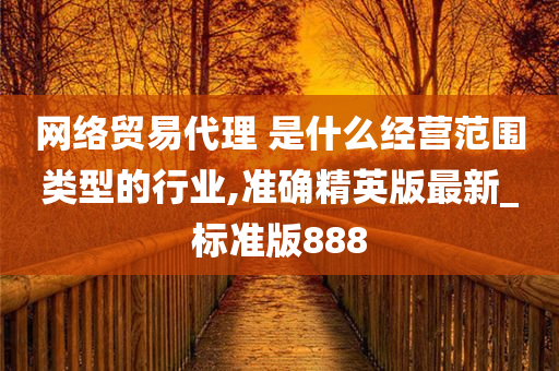 网络贸易代理 是什么经营范围类型的行业,准确精英版最新_标准版888