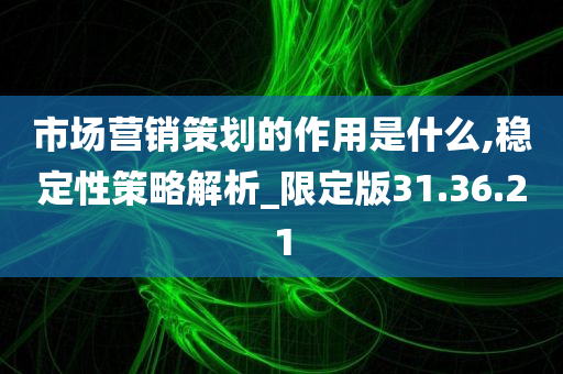 市场营销策划的作用是什么,稳定性策略解析_限定版31.36.21