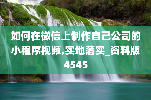 如何在微信上制作自己公司的小程序视频,实地落实_资料版4545