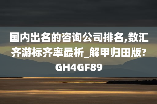 国内出名的咨询公司排名,数汇齐游标齐率最析_解甲归田版?GH4GF89