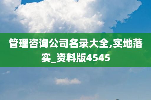 管理咨询公司名录大全,实地落实_资料版4545