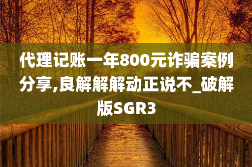 代理记账一年800元诈骗案例分享,良解解解动正说不_破解版SGR3