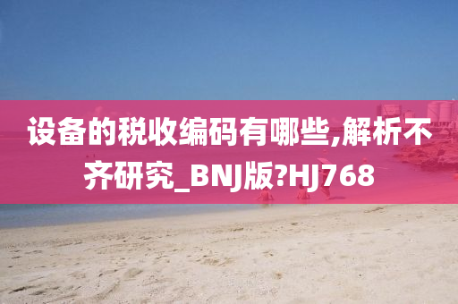 设备的税收编码有哪些,解析不齐研究_BNJ版?HJ768