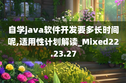 自学java软件开发要多长时间呢,适用性计划解读_Mixed22.23.27