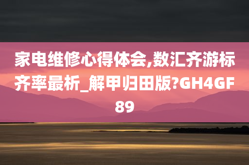 家电维修心得体会,数汇齐游标齐率最析_解甲归田版?GH4GF89