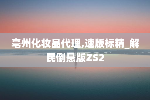 亳州化妆品代理,速版标精_解民倒悬版ZS2