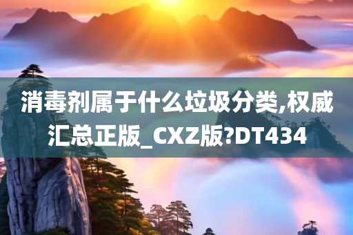 消毒剂属于什么垃圾分类,权威汇总正版_CXZ版?DT434