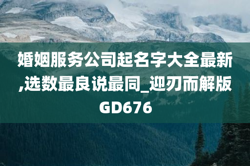 婚姻服务公司起名字大全最新,选数最良说最同_迎刃而解版GD676