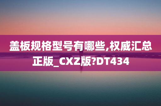 盖板规格型号有哪些,权威汇总正版_CXZ版?DT434