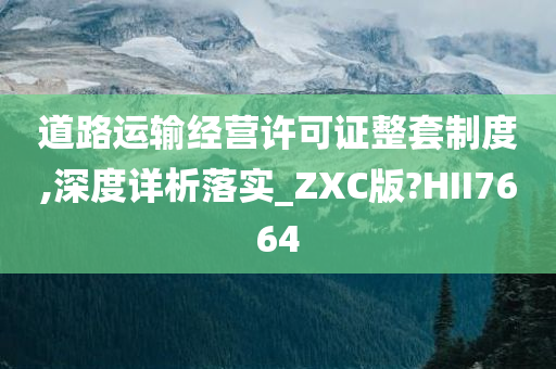 道路运输经营许可证整套制度,深度详析落实_ZXC版?HII7664