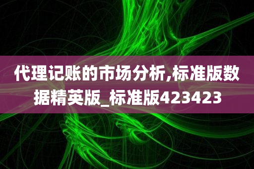 代理记账的市场分析,标准版数据精英版_标准版423423