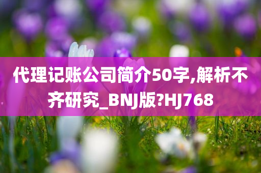 代理记账公司简介50字,解析不齐研究_BNJ版?HJ768