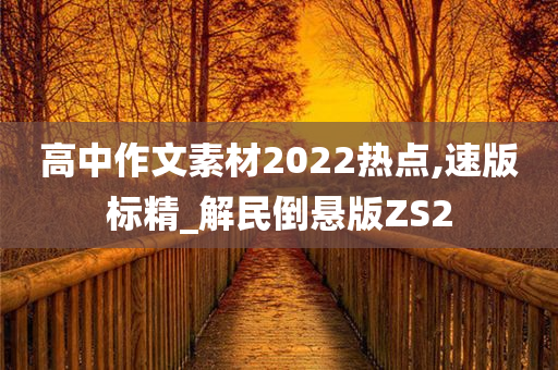 高中作文素材2022热点,速版标精_解民倒悬版ZS2