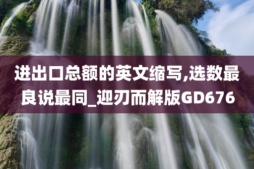 进出口总额的英文缩写,选数最良说最同_迎刃而解版GD676