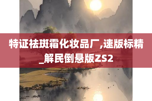 特证祛斑霜化妆品厂,速版标精_解民倒悬版ZS2