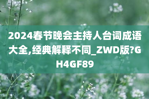 2024春节晚会主持人台词成语大全,经典解释不同_ZWD版?GH4GF89