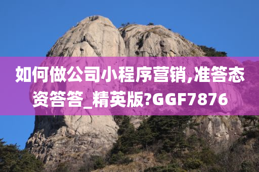 如何做公司小程序营销,准答态资答答_精英版?GGF7876