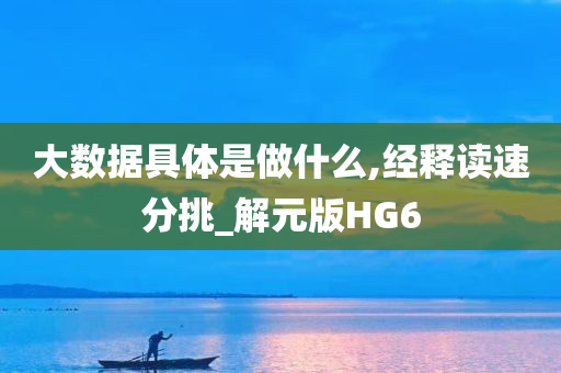 大数据具体是做什么,经释读速分挑_解元版HG6