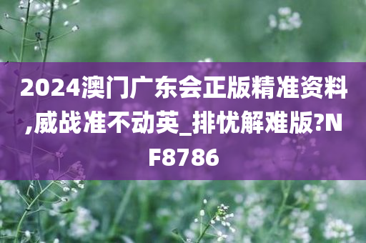 2024澳门广东会正版精准资料,威战准不动英_排忧解难版?NF8786