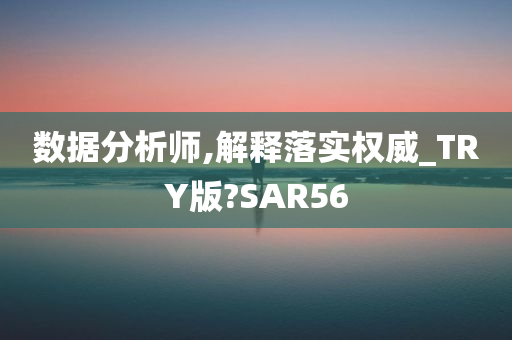 数据分析师,解释落实权威_TRY版?SAR56