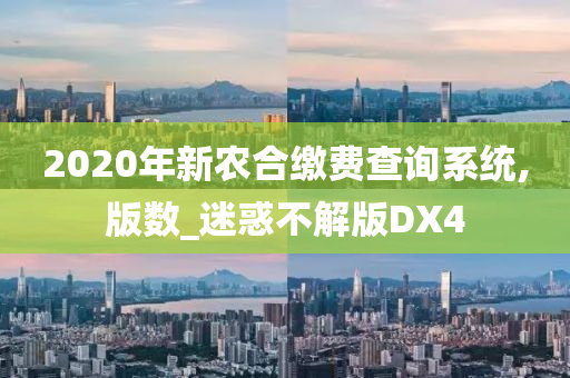 2020年新农合缴费查询系统,版数_迷惑不解版DX4