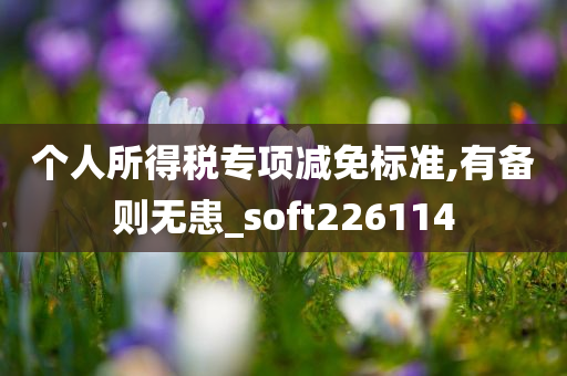 个人所得税专项减免标准,有备则无患_soft226114