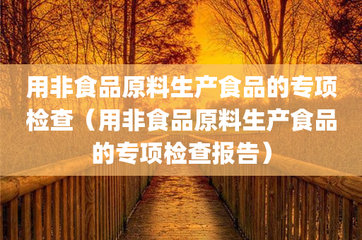 用非食品原料生产食品的专项检查（用非食品原料生产食品的专项检查报告）