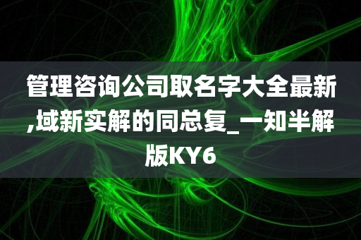 管理咨询公司取名字大全最新,域新实解的同总复_一知半解版KY6