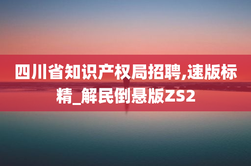 四川省知识产权局招聘,速版标精_解民倒悬版ZS2