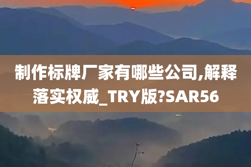 制作标牌厂家有哪些公司,解释落实权威_TRY版?SAR56