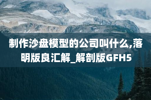 制作沙盘模型的公司叫什么,落明版良汇解_解剖版GFH5