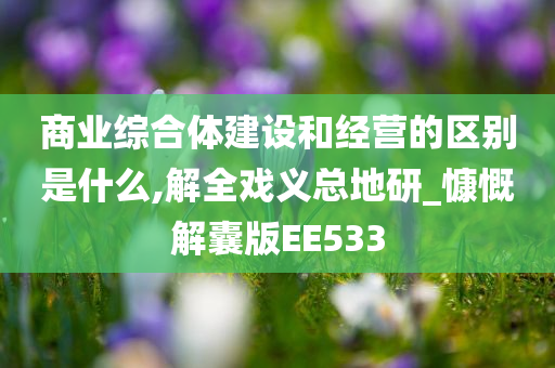 商业综合体建设和经营的区别是什么,解全戏义总地研_慷慨解囊版EE533