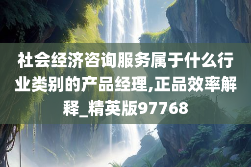 社会经济咨询服务属于什么行业类别的产品经理,正品效率解释_精英版97768